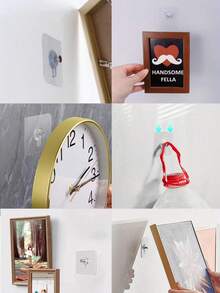 10/20/30/50pcs Transparent Picture Frame Hooks, Heavy Duty Self-Adhesive Wall Hooks For Picture Frames, Traceless Wall Hooks For Photo Albums And Paintings, No Punching Required, Bathroom And Kitchen Wall Hooks, Suitable For Glass/Tile/Wood/Metal Walls - Transparent - View 7