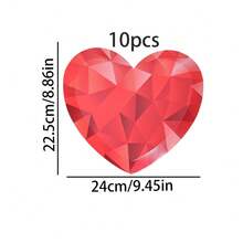10pcs/20pcs/40pcs/50pcs,Red Valentine's Day Heart-Shaped Disposable Paper Dessert 7inch And 9inch Plates,Chic Red Geometric Faceted Heart Paper Plates,Disposable Party Tableware For Valentine's Day, Wedding Cocktail Hour, Romantic Date Night Celebration - Multicolor C - View 7