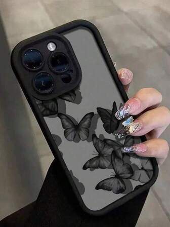 เคสโทรศัพท์กันกระแทกหนาลายผีเสื้อเรียบง่าย 1 ชิ้น เข้ากันได้กับ Phone 16/11/12/13/14/15/15pro/15 Plus/15 Promax/7plus/8plus/X/Xs Max/Xr/11pro/12pro/13pro/14pro/12mini/13mini/11promax/12promax/13promax/14promax/14plus/6/6s/6plus/7/8/16Pro/16plus/16promax/