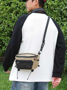 1pc Fashionable Minimalist Patchwork Men's Sling Bag, High-Quality Nylon Material, Large Capacity For Daily Essentials, Unisex Chest Bag For Commuting And Shopping, Comfortable Adjustable Strap Can Be Worn On Shoulder Or Attached To Backpack To Increase Storage Space, Multifunctional And Practical Men's Waist Bag. - Multicolor - View 7