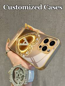 1 buah Casing Ponsel Kaca Tempered dengan Desain 26 Huruf & Nama yang Dapat Disesuaikan dan Pola Hati Berlian Imitasi Emas, Kompatibel dengan iPhone 17 Air/16 Pro Max/15 Pro/14 Plus/13 Pro/12 Pro Max/11/Xs Max/8/7/6 Plus, S24 Ultra/S25 Ultra/A12, Kustomisasi Bisnis Kelas Atas, Hadiah Terbaik untuk Pacar, Kekasih, dan Keluarga, Casing Ponsel Lucu, Hadiah Kustom - Emas - View 6