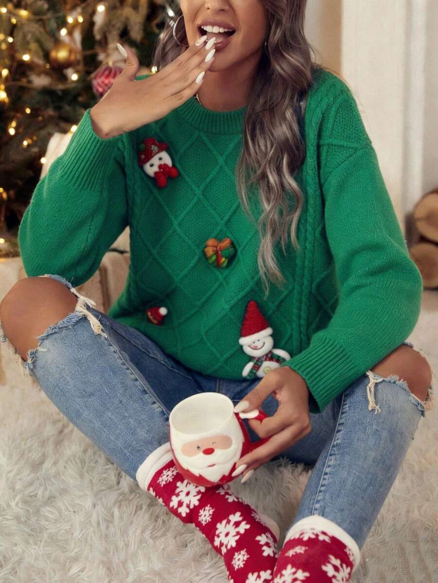 suéter navideño horrible - Verde militar - Ver 1