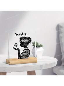 1pc Acrylic Motivational Desktop Plaque - Positive Affirmation Decor, Suitable For Home, Office Or Bedroom - Modern Minimalist Style, Great For Birthday, Housewarming, Holiday, Inspirational And Encouragement Gift - Black - View 8