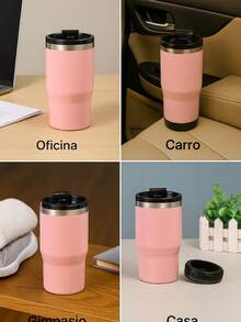 Vaso Térmico Multiusos 420 ml de Acero Inoxidable,PYA-10,Termo Aislante de Doble Pared 304, Porta Latas Enfriador de Bebidas, Taza con Tapa Hermética Libre de BPA, Mantiene Frío y Caliente, Ideal para Café, Agua, Refrescos, Viaje, Oficina, Gimnasio y Coche - Rosa Fucsia - Ver 6