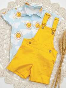 conjunto menino aniversario social modelo sol amarelo