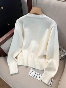 JIANHU Spring Bowknot Knit Cardigan, Cropped Design For Petite Fit, Elegant And Versatile For A Stylish Look - White - View 5