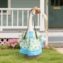 Porch Goose Outfit, Floral Dress With Hat Holiday Goose Statue Clothes Garden Decoration - Colorful - View 4