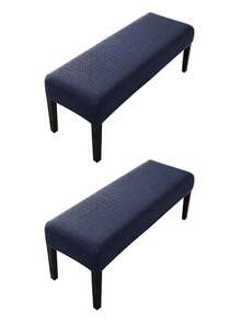 1pc/2pcs Set Abstract Grid Bench Cover, Jacquard Elastic Fabric, Modern Minimalist, Thickened & Extended, Wear-Resistant, Anti-Scratch, Home & Office Bench/Piano Stool Cover - Navy - View 9