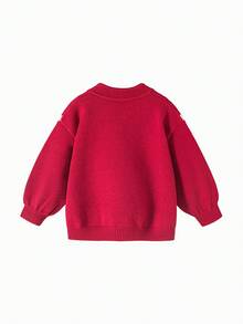 mini bala 女童柔软亲肤针织毛衣，中国风，新年系列 - 紅色 - 查看 5