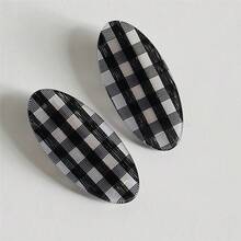 Stilvolle karierte Haarclips für Frauen - Niedliche ovale Haarspangen aus Harz, modische karierte Haraccessoires geeignet für Alltag/Party (Rosa/Rot/Blau/Schwarz), Valentinstag Accessoires, Haarklammern, Haarspangen - Verschiedenfarbig - Übersicht 9