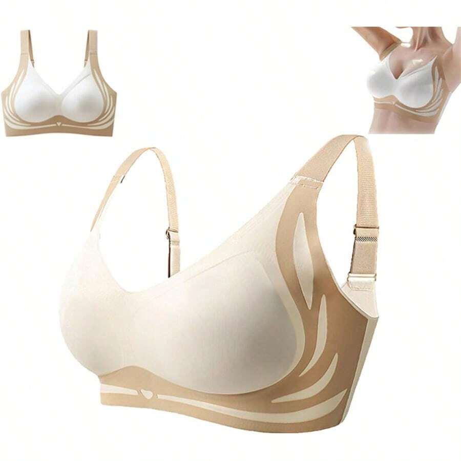 Wire-Free Push-Up Bra - Lifting And Anti-Sagging Design, Comfortable And Unrestricted, 1 Pack, Four Colors Available - 米色 - 查看 1