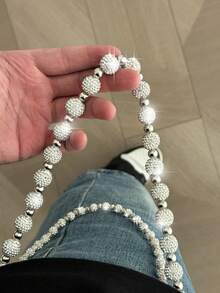 1条时尚嘻哈夸张水钻串珠腰链，闪耀迷人的水钻裤链，男士个性化饰品，适合日常聚会、派对、情侣饰品，是节日、生日、情人节送给男士的理想礼物，身体链 - 銀色 - 查看 8
