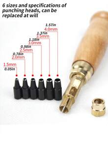 1/2pcs Automatic Leather Punch Tool With 6 Sizes Drill Bits, Leather Belt Hole Punch Eyelet Setter, Rotary Sewing Machine Accessory, Watchband Handcraft Tool - Multicolor - View 9