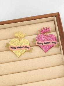 1 Pair Creative Casual Valentine's Day Versatile Cute Geometric Heart Crown Ribbon Heart Earrings - Ribbon Heart - View 5
