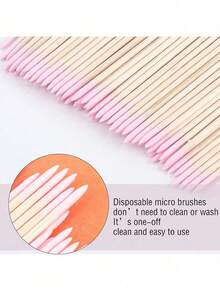100/200/300/500 Pieces Disposable Super Fine Lint-Free Wooden Makeup/Mascara Applicators - Unscented - White - View 9