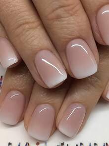 24/32 件短杏仁形、长棺材形、短方形、渐变杏仁色人造指甲，带推杆和凝胶按压指甲，美甲用品，美甲