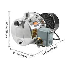 Bomba de chorro para pozos poco profundos de acero inoxidable  3/4HP SUS304, 115 voltios, 18,5 GPM, 131 pies de altura máxima, para sistema de riego de jardines agrícolas, suministro de agua a gran altura, ducha de refuerzo - 115 voltios, 18,5 GPM - Ver 10