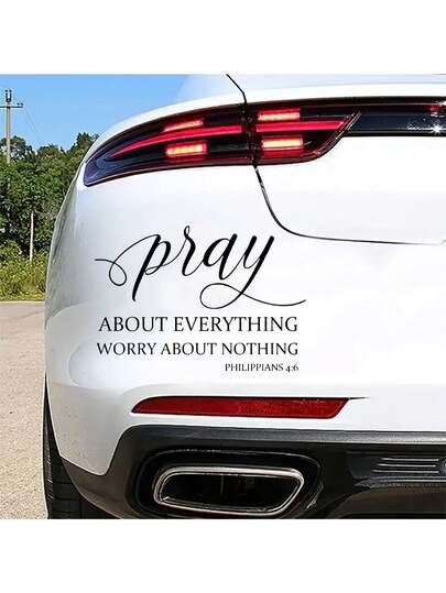 1pc Car Waterproof Sticker, Removable Sticker, Modern Art, To Decorate Cars Vehicles,Bible Verse Wall Stickers, Inspirational Quote Decals, Removable Waterproof, For Bedroom Living Room Decor, Home Decor, Room Decor, Sticker Packs,Perfect For Any Smooth Surfaces