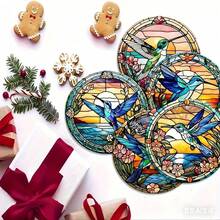 8pcs Elegant Bird Shaped Wooden Coaster Set, Suitable For Coffee And Tea - Perfect For Home Decor And Gifts, Fashionable Anti-Slip, Great For Home And Restaurant Decoration, Juice And Coffee Mats