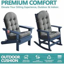 Folding Adirondack Chair Set Of 2 With Cup Holder, HDPE All Weather Resistant Plastic Outdoor Patio Chairs, Heavy Duty Fire Pit Seating Backyard Lawn Garden, Wooden Textured Design(Black) - màu đen - Xem 6