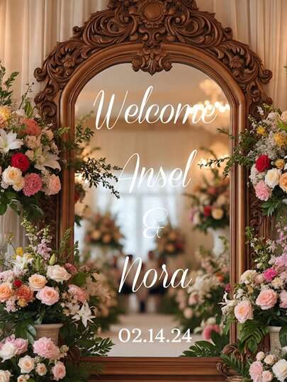 Decal dán gương trang trí đám cưới, tiệc tắm em bé, sự kiện, biển chào mừng cá nhân hóa, nhãn dán vinyl cá nhân hóa cho gương, quà tặng trang trí tiệc cưới, sinh nhật, tốt nghiệp, đa chức năng, có thể điều chỉnh, chống nấm mốc, trang trí, có keo dính, dễ thương, phong cách, đáng yêu, nhiều màu sắc, tùy chỉnh, độc đáo, cá nhân hóa, quà tặng lý tưởng cho anh ấy, quà tặng lý tưởng cho cô ấy, bạn trai, bạn gái, bố, mẹ, gia đình