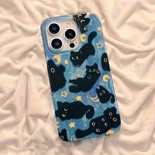Funda para teléfono: Nueva moda Estrella Luna Gato Pluma Cobertura Completa Anticaídas, Diseño Simple, Protección Antigolpes, Elección Perfecta para Todas las Estaciones, Alta Estética de Moda, Regalo Ideal para Amigos y Familia.Compatible con iPhone 17/17 Pro/17 Pro Max, 16/16 Plus/16 Pro/16 Pro - Color mezclado 1-1204 - Ver 3