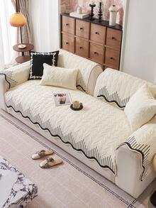 1pc Wavy Bohemian Style Sofa Cushion Cover, All Season Universal Sofa Seat Protector, Non-Slip Sofa Pad, Modern Minimalist Room Decor, Dust-Proof And Dirt-Resistant, Sofa Throw Blanket, Suitable For Bedroom, Office, Living Room Combination Furniture, Bedroom Decor, L-Shaped Sofa And 1/2/3/4 Seat Sofa