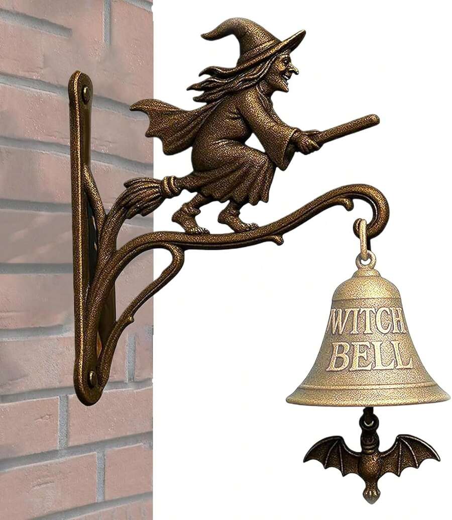 Genérico Campanas de Bruja para Puerta,Campanas de Bruja de Pared con Escoba - Decoración Colgante para Jardín Exterior Entrada Porche Pasillo - 1 - Ver 1