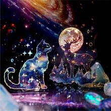 20张/包 复古星空、猫咪、月亮风景贴纸套装，可爱植物、森林动物、女孩主题剪贴簿贴纸，适用于日记、计划本、手工DIY、文具用品、剪贴簿用品、趣味贴纸、笔记本电脑贴纸、Kindle手机贴纸 - 彩色 - 查看 3