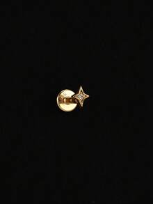 1pc 925 Sterling Silver Star Stud Earrings, Women's Earrings, Flat Ear Cartilage Studs, Suitable For Daily Wear, Wedding, Party, Engagement, Christmas Gift, Exquisite Jewelry