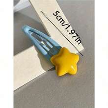 5pcs Cute Yellow Star Hair Clips For Girls - Creative Resin Pentagram Barrettes, School Stuff - 彩色 - 查看 4