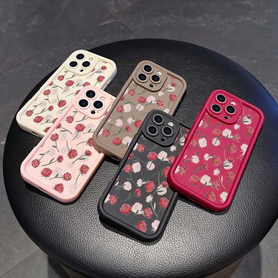 La elegante y sencilla carcasa de teléfono anti - caída con diseño floral es adecuada para los modelos  17, 16, 15, 14, 13, 12, 11 Pro / air / xR / XS y  s25 / S24 / S23 / S22 / Fe / plus, construida con material tpu, que proporciona protección de amortiguación contra caídas. Adecuado para regalar amigos y regalos de San valentín. - Blanco - Ver 1