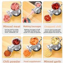 Multi-Functional Aluminum Hand Crank Meat Grinder, Sausage Maker, Pepper Grinder, Garlic Grinder, Sausage Making Tool