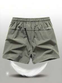 1 pièce Short de sport en soie glacée pour hommes/femmes, short bermuda pour la course, l'entraînement et la fitness, pantalon d'été pour l'extérieur et la plage - Militaire verte - Voir 3