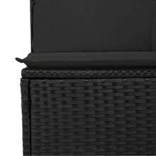 Garden Sofa Set - Height-Adjustable 9-Piece Black Poly Rattan Outdoor Lounge Furniture - Black - View 7