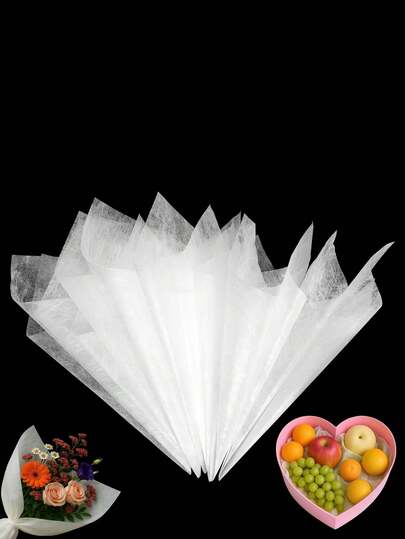 76 Tissue Flower Wrapping Paper - Milky White 30cm X 30cm Non-Woven Waterproof Flower Bouquet Packaging, With Detachable Lining Paper For Flower Shop Packaging, Bouquet Arrangement, And Gift Bouquets