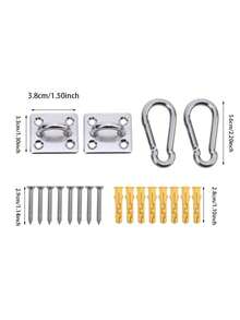 1Set M5/M6 Heavy Duty Pad Eye Plate Staple Ring Hook Loop U-Shaped Sail Shade Hardware, Stainless Steel Wall Ceiling Hammock Hooks Hanger, Wall Mounted Hook Loop Eyeplate Swings Universal LLifting Ring Screw Movement Resistance Suspension With Hardware