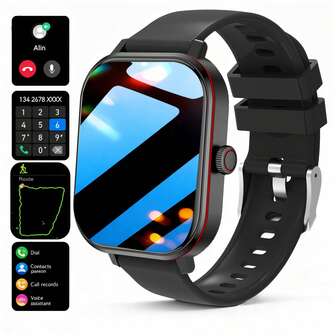 Diseño de moda actualizado para smartwatches de pantalla completa táctil para hombres y mujeres | Llamadas inalámbricas, notificaciones de información, contador de pasos, reproducción de música, talla grande de 100 modos deportivos, lo que lo convierte en una opción ideal para regalar