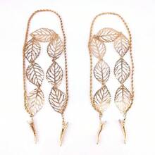 2pcs Fashion Ladies Hollow Out Leaves Gold Chain Alligator Clips Barrettes Bobby Pin Hair Clips Bride Headwear Clip Clamps Headbands - Aire - Ver 2