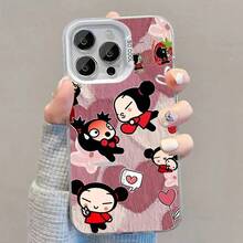 Funda de Teléfono P-Pucca Cute Love para 17,16,15,14,13,12,11,Pro,Max,Plus, Cubierta Mate Blanca a Prueba de Golpes - z2 - Ver 12