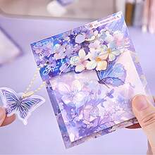 1 pieza/4 piezas, 60/240 hojas, Notas adhesivas de la colección Sueño de Mariposa, Notas moradas, Pegatinas de planificación, Pegatinas reutilizables, Perfectas para diarios manuscritos, Útiles escolares y de oficina, Regalo perfecto - Unitalla - Ver 1