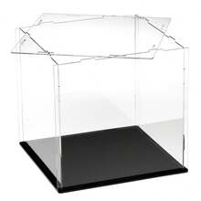 Gablota akrylowa, zmontowany pionowy stojak ekspozycyjny z czarną podstawą, pyłoszczelna gablota ekspozycyjna, odpowiednia do przedmiotów kolekcjonerskich, pamiątek, figurek itp. Pełnowymiarowe pudełko ekspozycyjne na lalki w stylu rękawiczek, materiał akrylowy, pudełko kolekcjonerskie, łatwe w montażu, odporne na zanieczyszczenia, w zestawie rękawiczki, ściereczka do czyszczenia, pudełko akrylowe, instrukcje dotyczące pielęgnacji, instrukcja obsługi