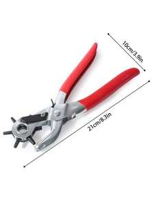 1Pc Multifunction Belt Punch,Leather Hole Punch 8. 5 Heavy Duty 6 Size Revolving Leather Belt Hand Hole Puncher Belts, Watch Bands, Straps, Dog Collars, Saddles, Shoes, Fabric, Home Or Projects (Silver/Red) Holiday Giving TGDK - Red - View 6