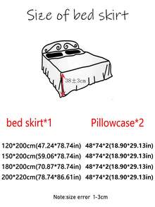 3pcs Set (1pc Bed Skirt, 2pcs Pillowcases) Rabbit Ear Bow Plaid Heart Print Bed Skirt, Ruched Hem, Full Coverage Dust-Proof Bed Skirt, Ruched Hem, 3pcs Pleated Bed Skirt Set With 2 Pillowcases, Soft Brushed Microfiber, Moisture-Wicking, Washable, Non-Fading, Antibacterial Mattress Protector Set - Alice Garden - View 7