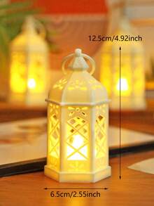 1 pieza Lámpara decorativa de linterna mini retro con batería, lámpara de decoración para el hogar, decoración de mesa, decoración de dormitorio, luz nocturna colgante de pared, adecuada para decoración de boda, fiesta, vacaciones, linterna de mesa LED de interior - Amarillo - Ver 6