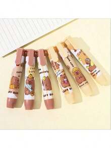 1支/3支装卡通水豚橡皮擦，可伸缩铅笔橡皮擦，创意可爱纸板气球橡皮擦，适用于学校和办公室，美术文具用品，返校必备，PVC椭圆形，返校礼物 - 彩色 - 查看 5