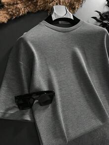 男士 Old Money 宽松短袖 T 恤 - 灰色 - 查看 4