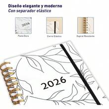 Agenda 2026, Escolar, Organizador, Planeador, Planificador, Calendario, con Pestaas, Diario, Semanal, Mensual, Diseo de Espiral, Papel de Alta Calidad, A5, 21*16, 304 Pginas Blanco - Blanco + 2026 - Ver 4