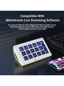 AJAZZ AKP153E International Version, Supports Multi-Language, Desktop Live Streaming Control Console Assistant, Control Panel Controller, Stock Trading, Live Streaming, Audio Mixing, Programmable Shortcut Keyboard, E-Sports Room Decor, Trigger Actions In Apps And Software Like OBS, Twitch, Custom Console For Photo And Video Editing, Real-Time Streaming Controller