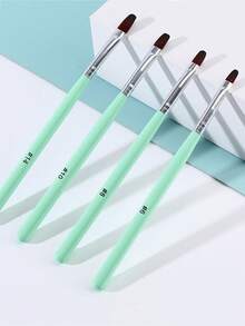 4支装亚克力UV凝胶美甲笔套装（6号、8号、10号、14号），美甲贴纸延长笔/彩绘笔/清洁刷，木柄尼龙毛 - 彩色 - 查看 6